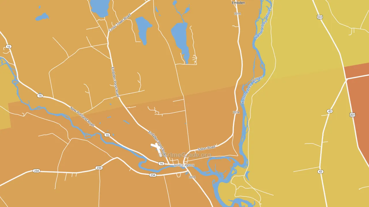 North Anson, ME Map of Murder Rates