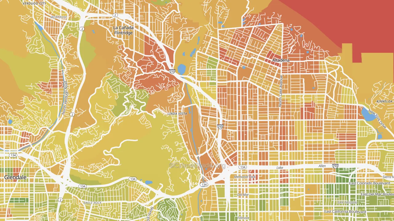 North Arroyo, Pasadena, CA Map of Murder Rates