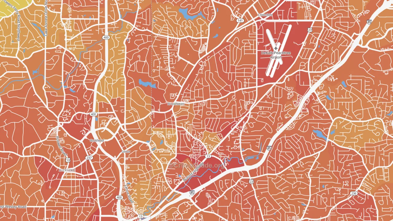 North Atlanta, GA Map of Murder Rates