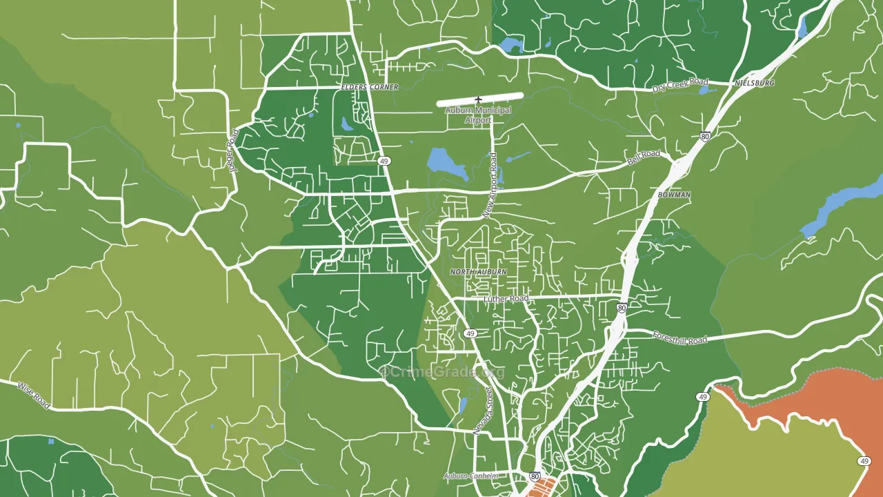 North Auburn, CA Map of Murder Rates
