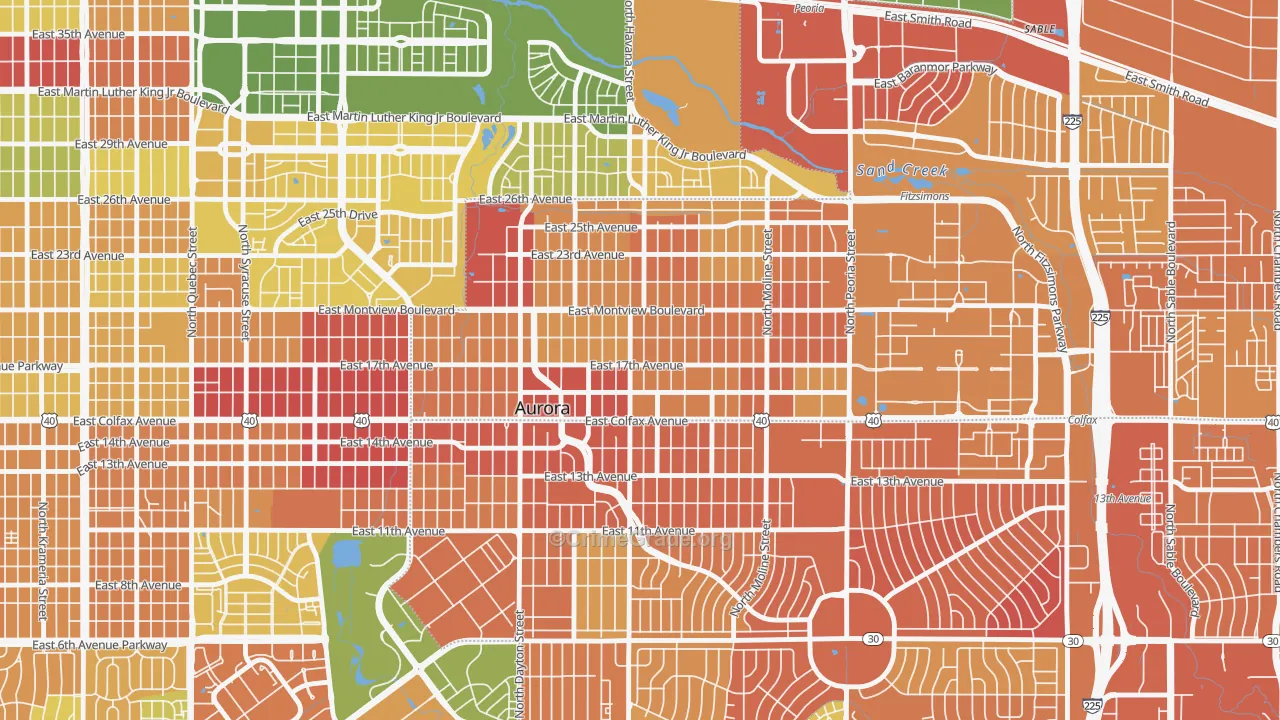 North Aurora, Aurora, CO Map of Murder Rates
