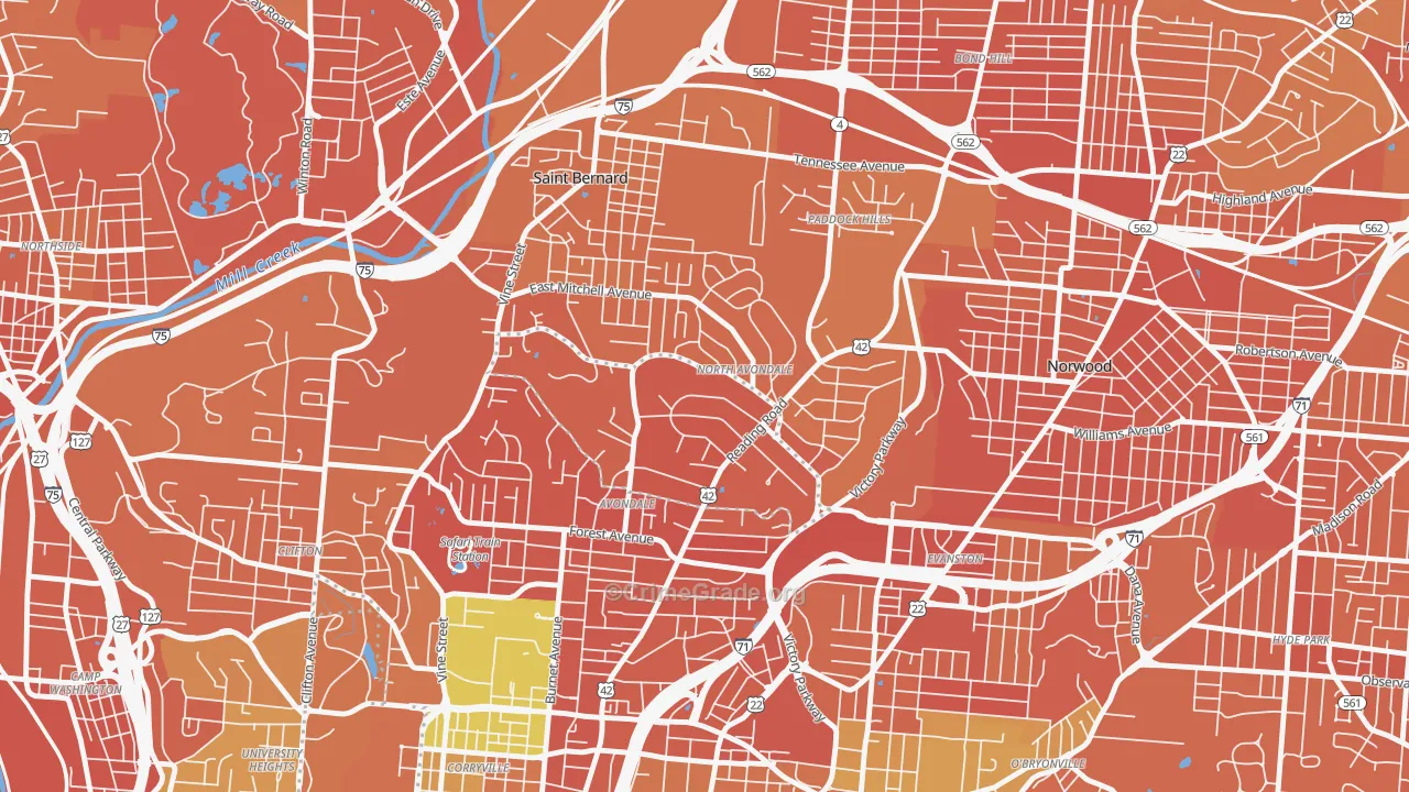 North Avondale, Cincinnati, OH Map of Murder Rates