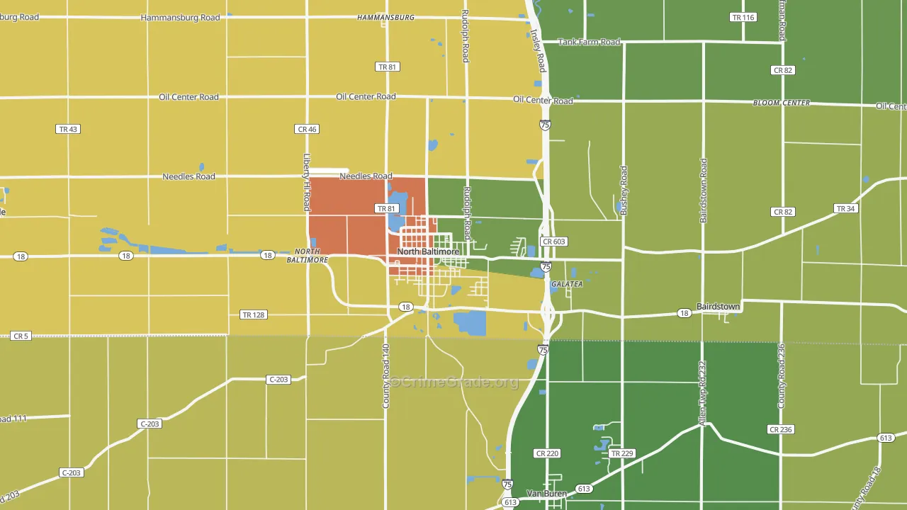 North Baltimore, OH Map of Murder Rates