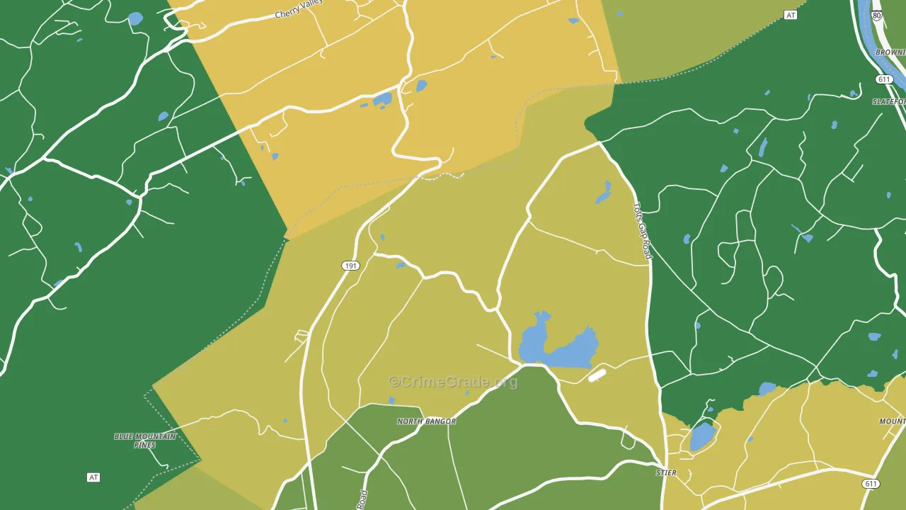 North Bangor, PA Map of Murder Rates