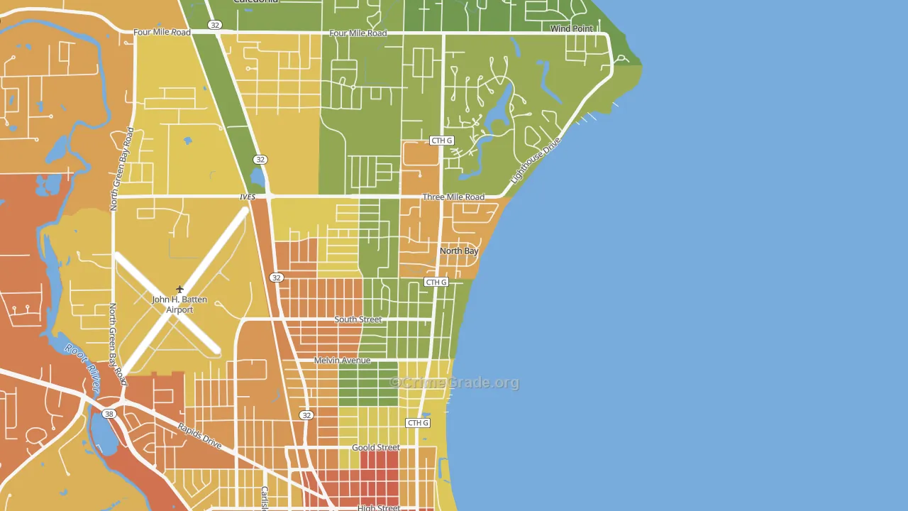 North Bay, WI Map of Murder Rates