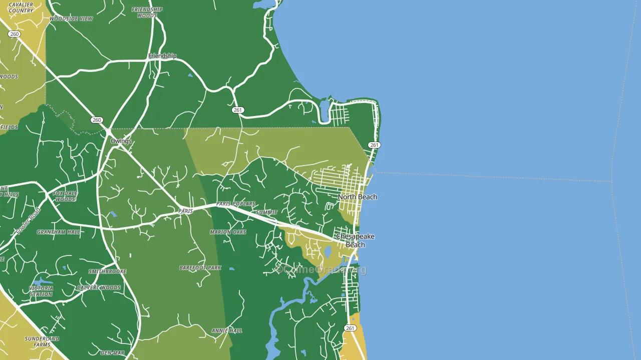 North Beach, MD Map of Murder Rates