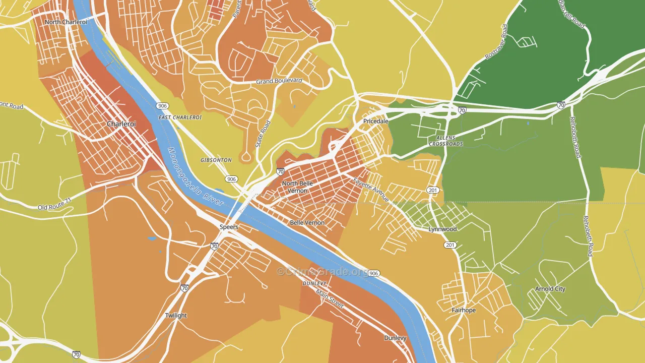 North Belle Vernon, PA Map of Murder Rates