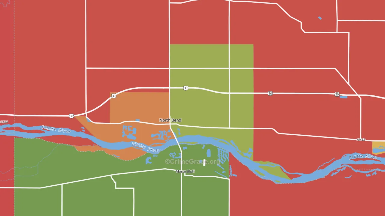 North Bend, NE Map of Murder Rates
