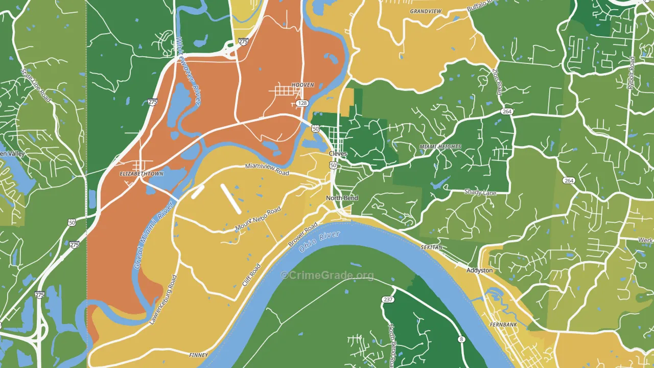 North Bend, OH Map of Murder Rates