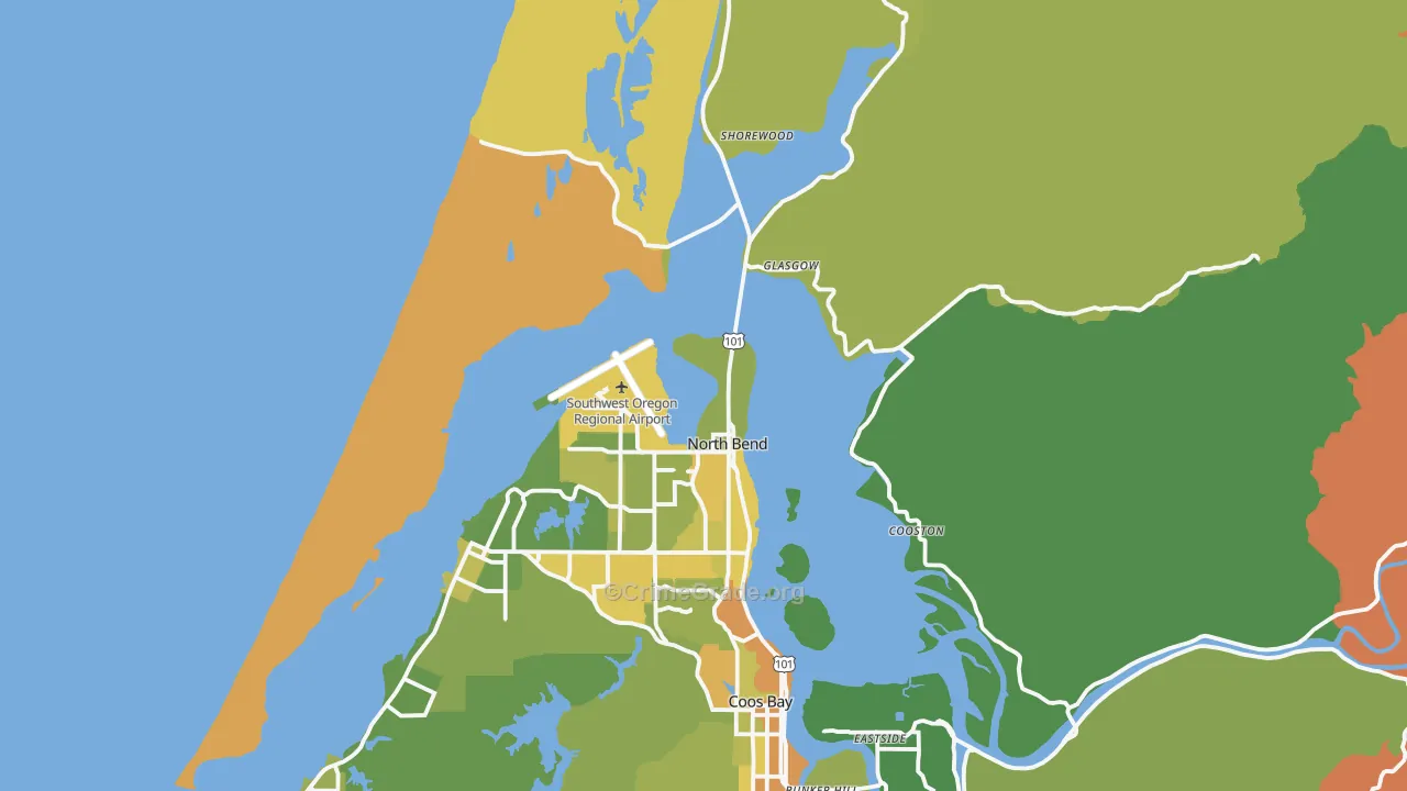 North Bend, OR Map of Murder Rates