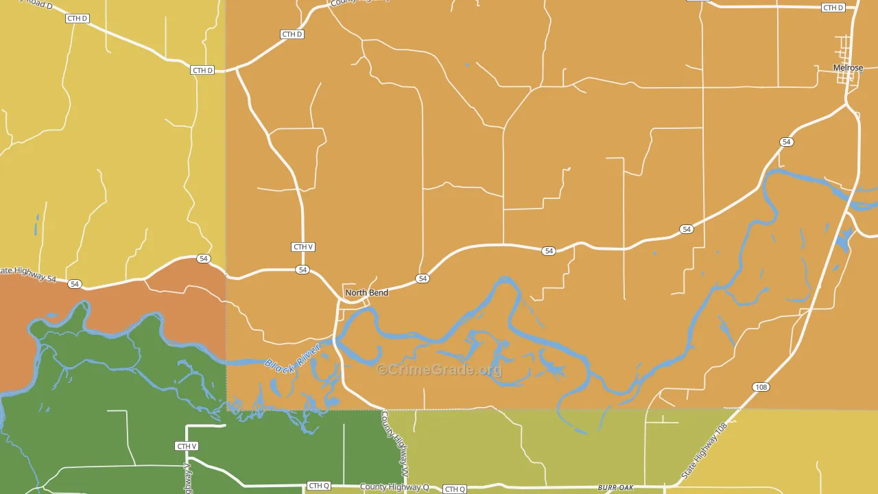 North Bend, WI Map of Murder Rates