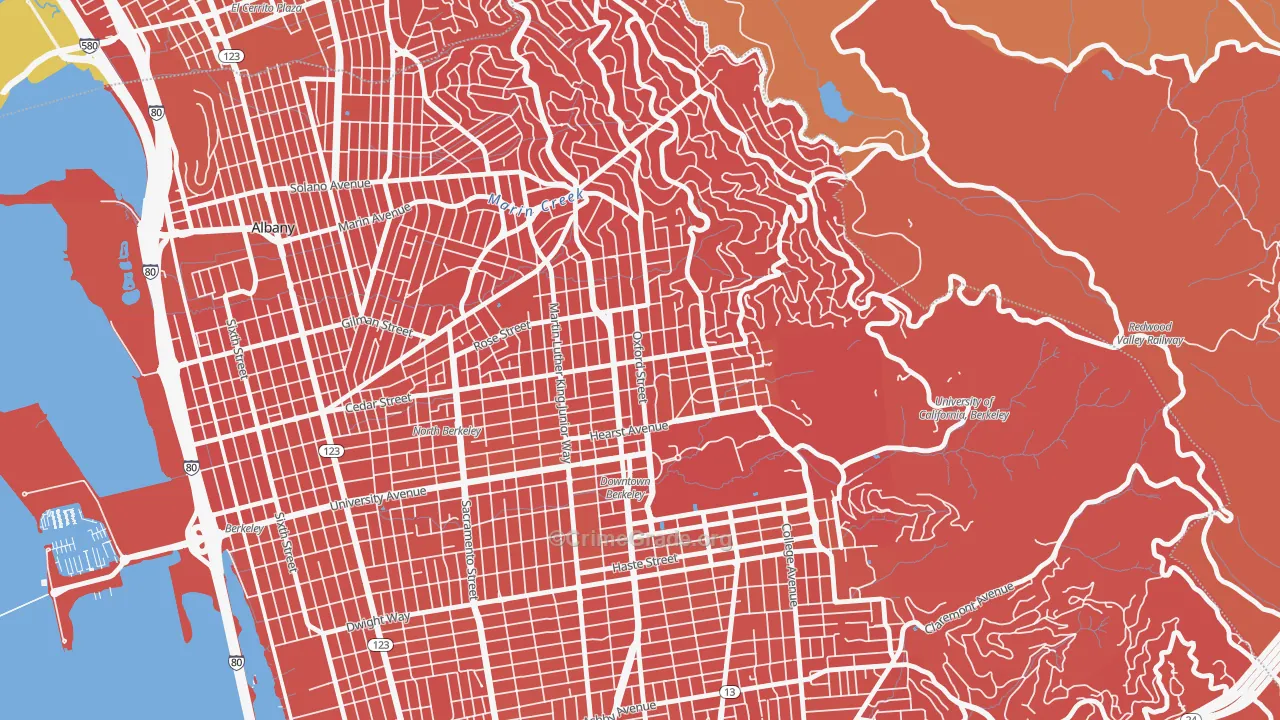 North Berkeley, Berkeley, CA Map of Murder Rates