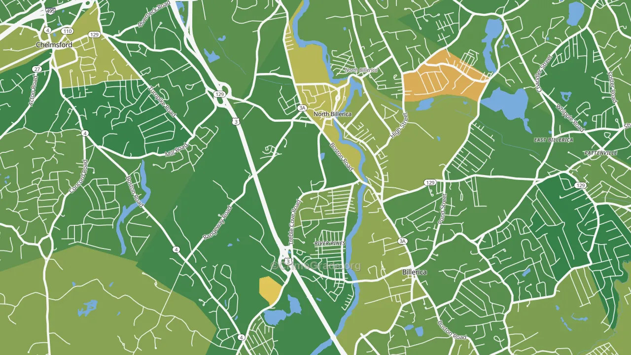 North Billerica, MA Map of Murder Rates