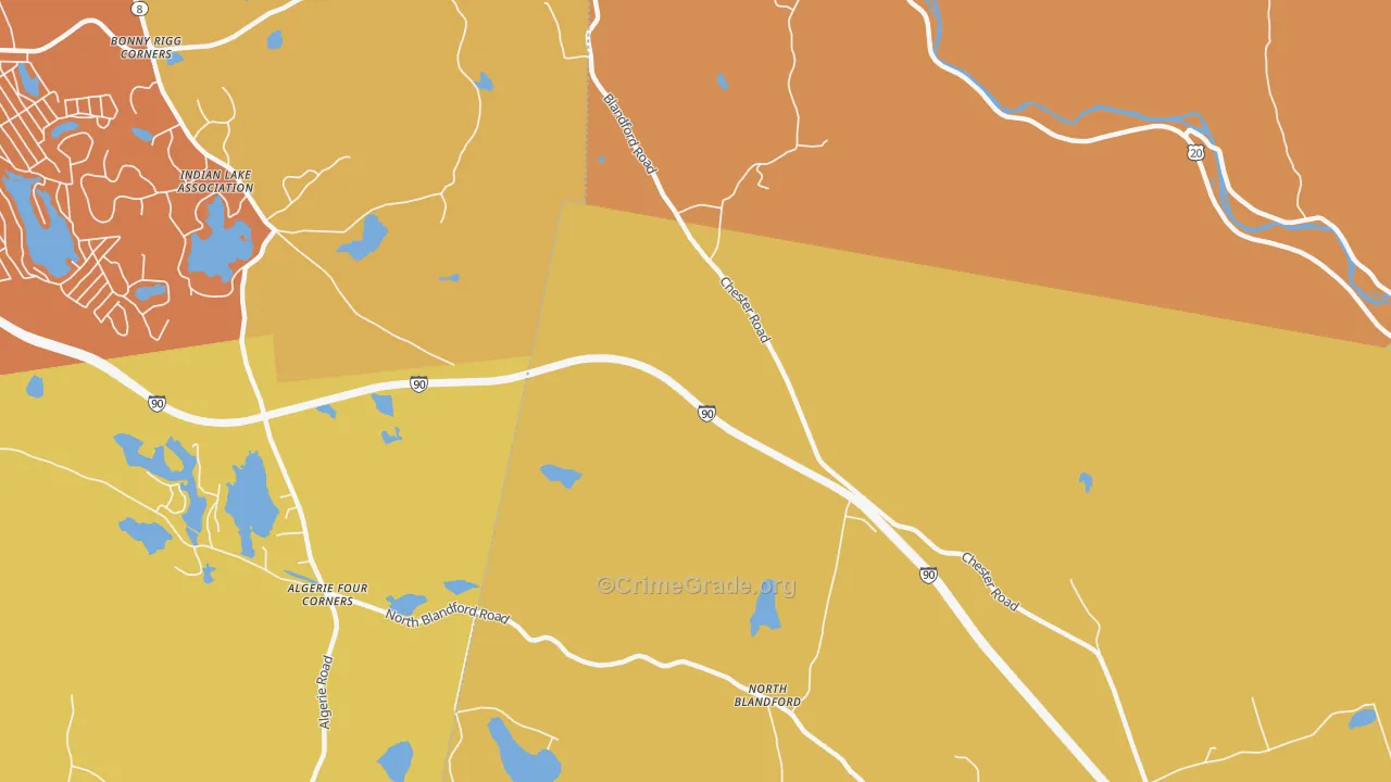 North Blandford, MA Map of Murder Rates
