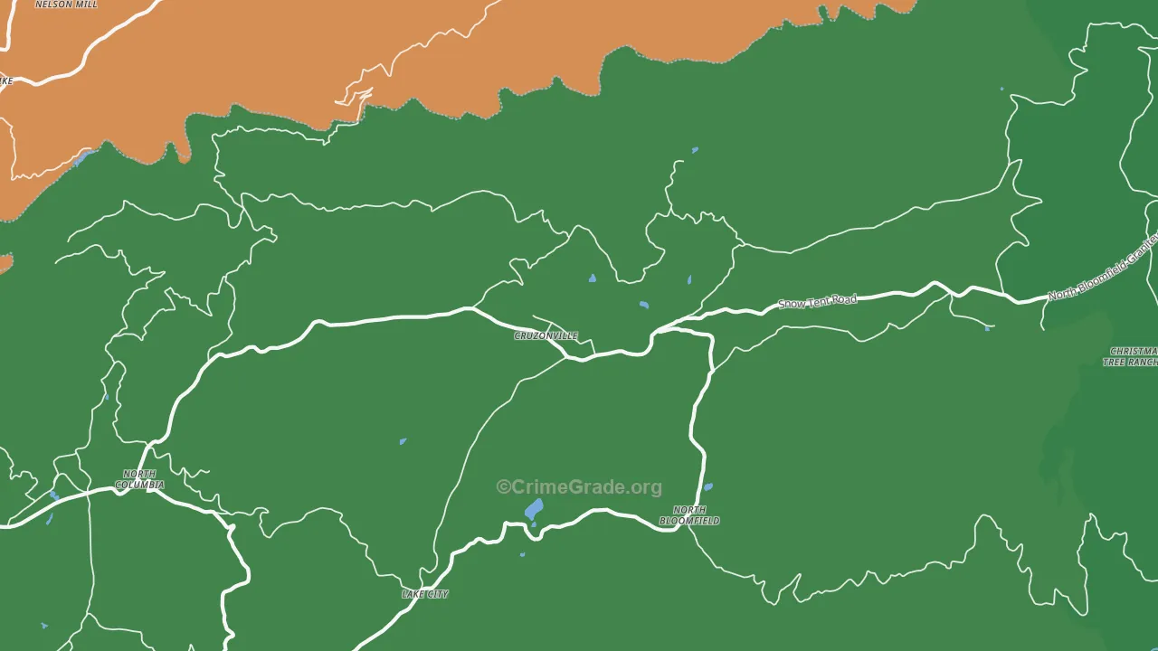 North Bloomfield, CA Map of Murder Rates