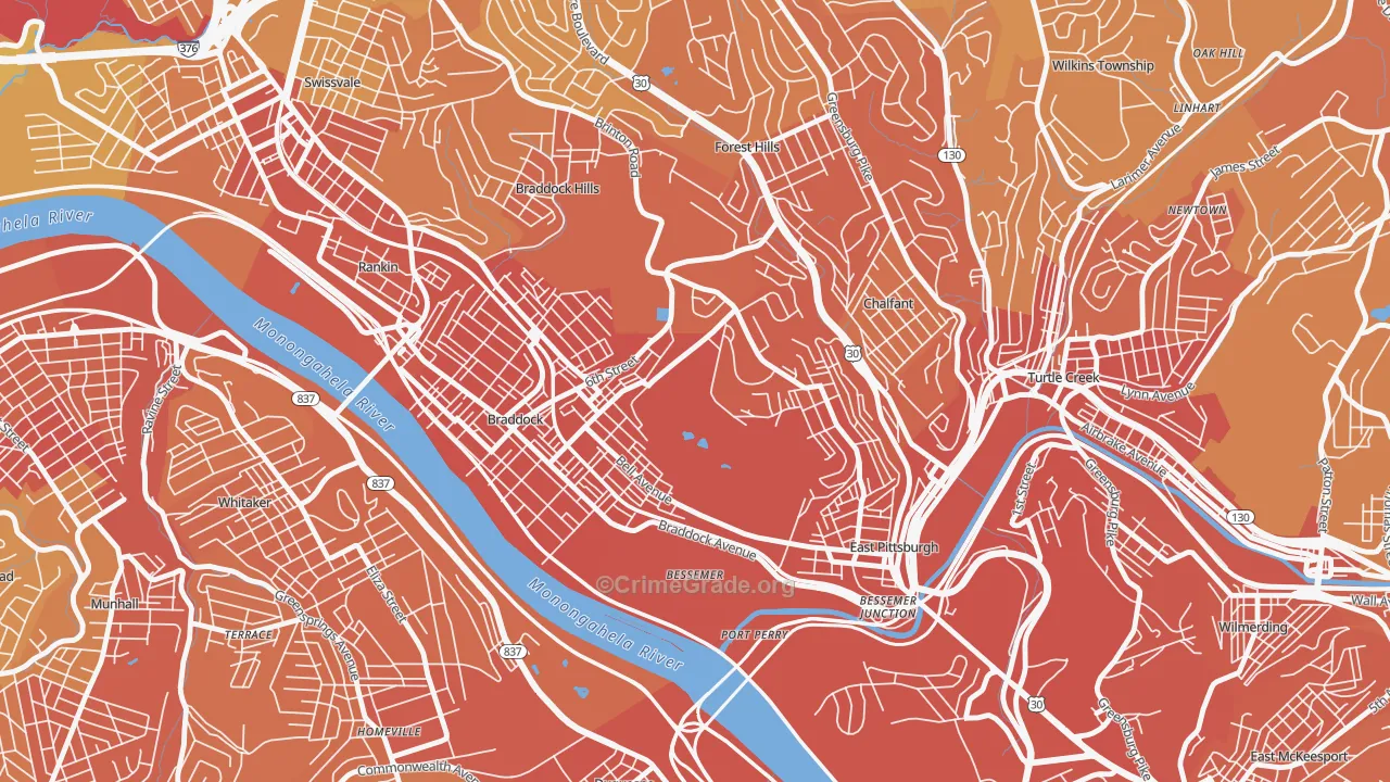 North Braddock, PA Map of Murder Rates
