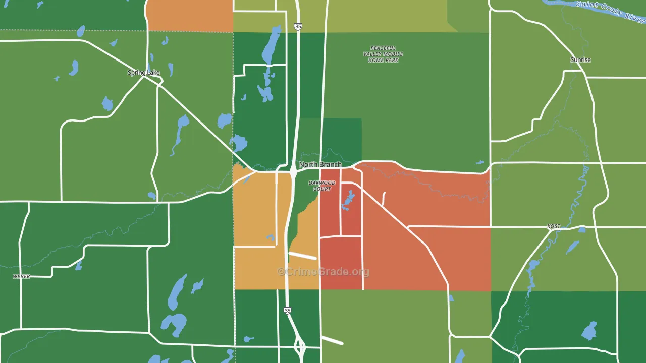 North Branch, MN Map of Murder Rates