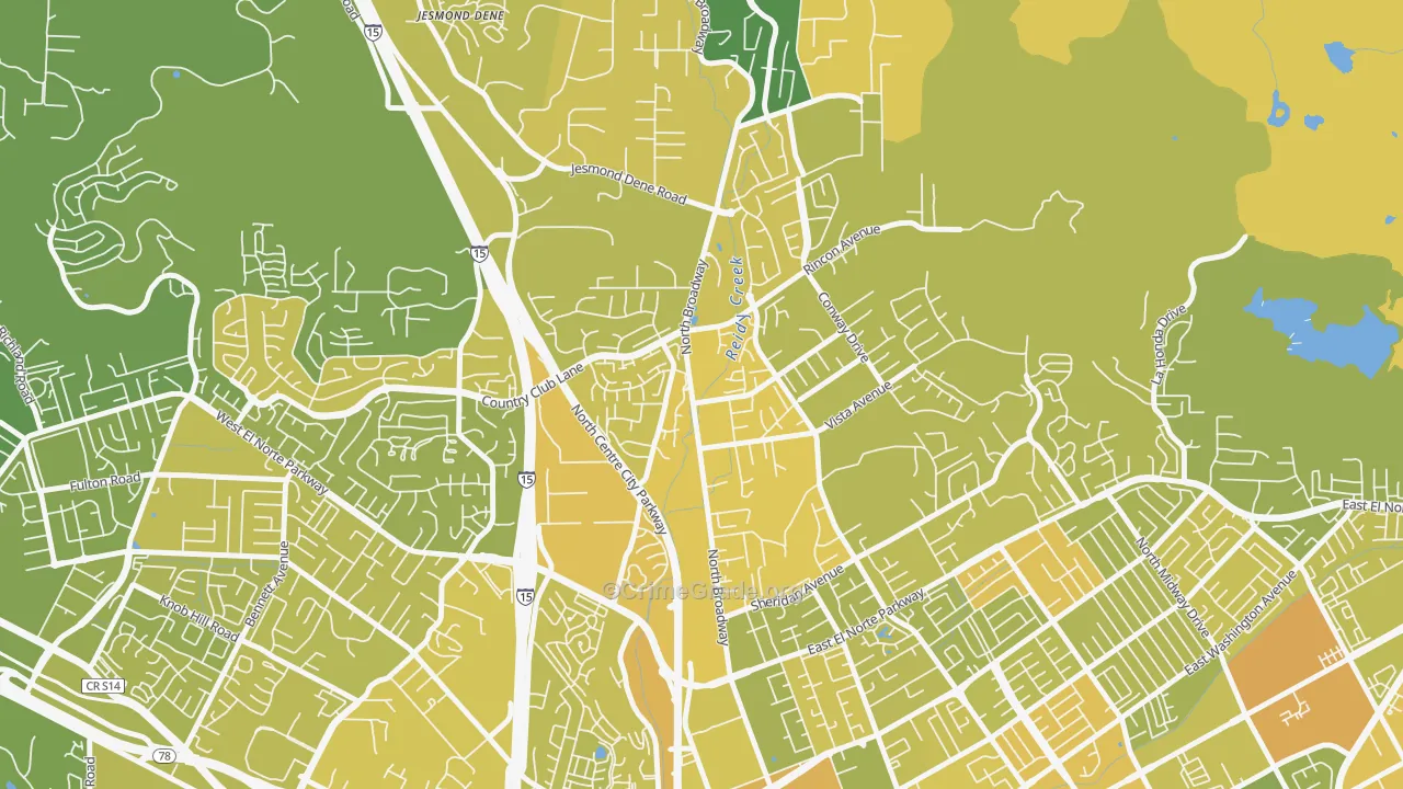 North Broadway, Escondido, CA Map of Murder Rates