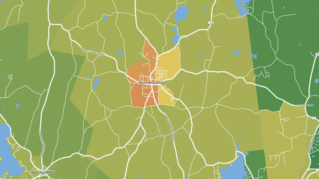 North Brookfield, MA Map of Murder Rates