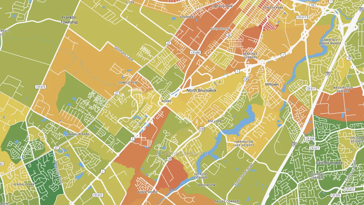 North Brunswick, NJ Map of Murder Rates