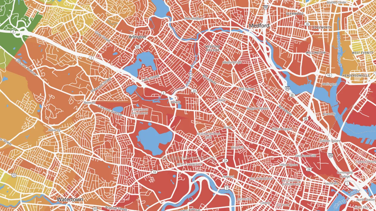 North Cambridge, Cambridge, MA Map of Murder Rates