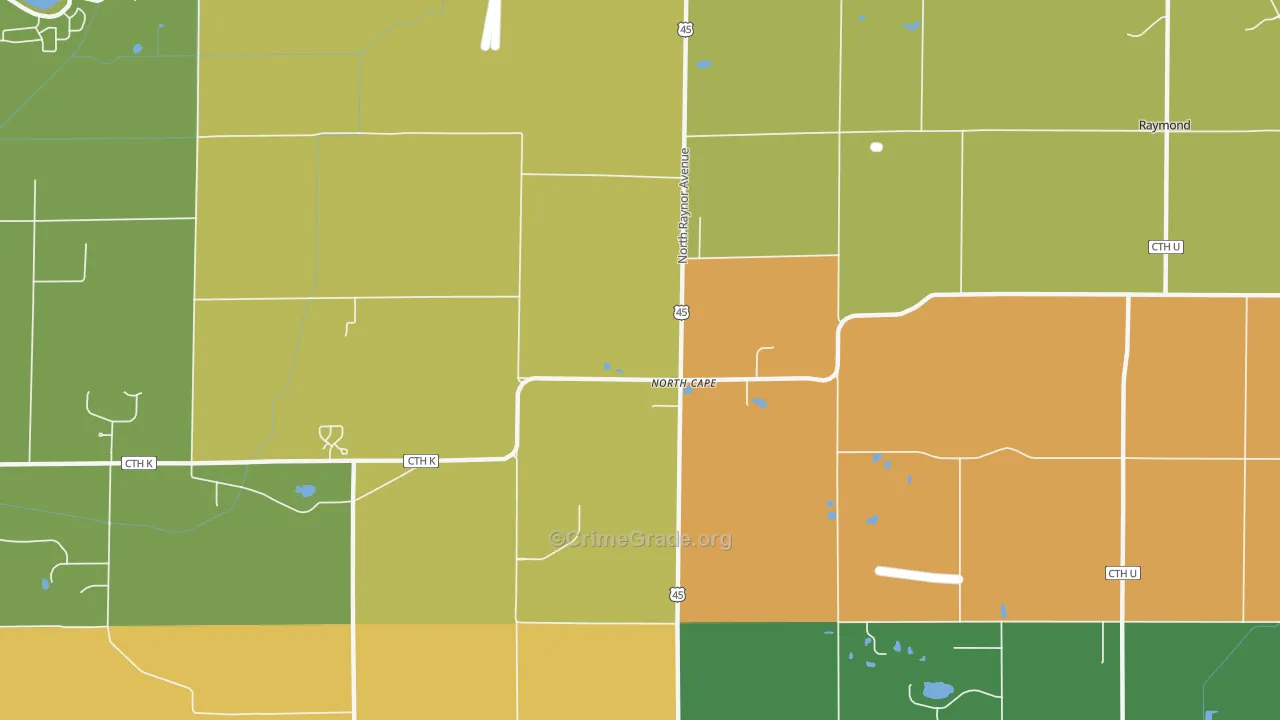 North Cape, WI Map of Murder Rates