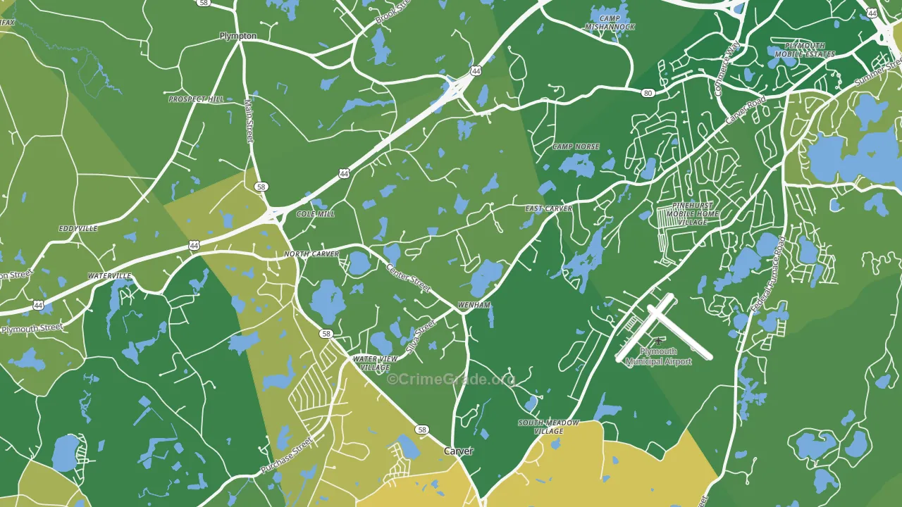 North Carver, MA Map of Murder Rates