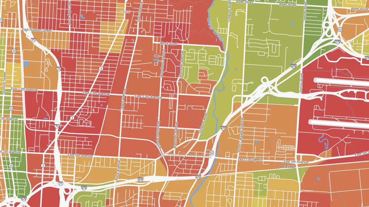 North Central, Columbus, OH Map of Murder Rates