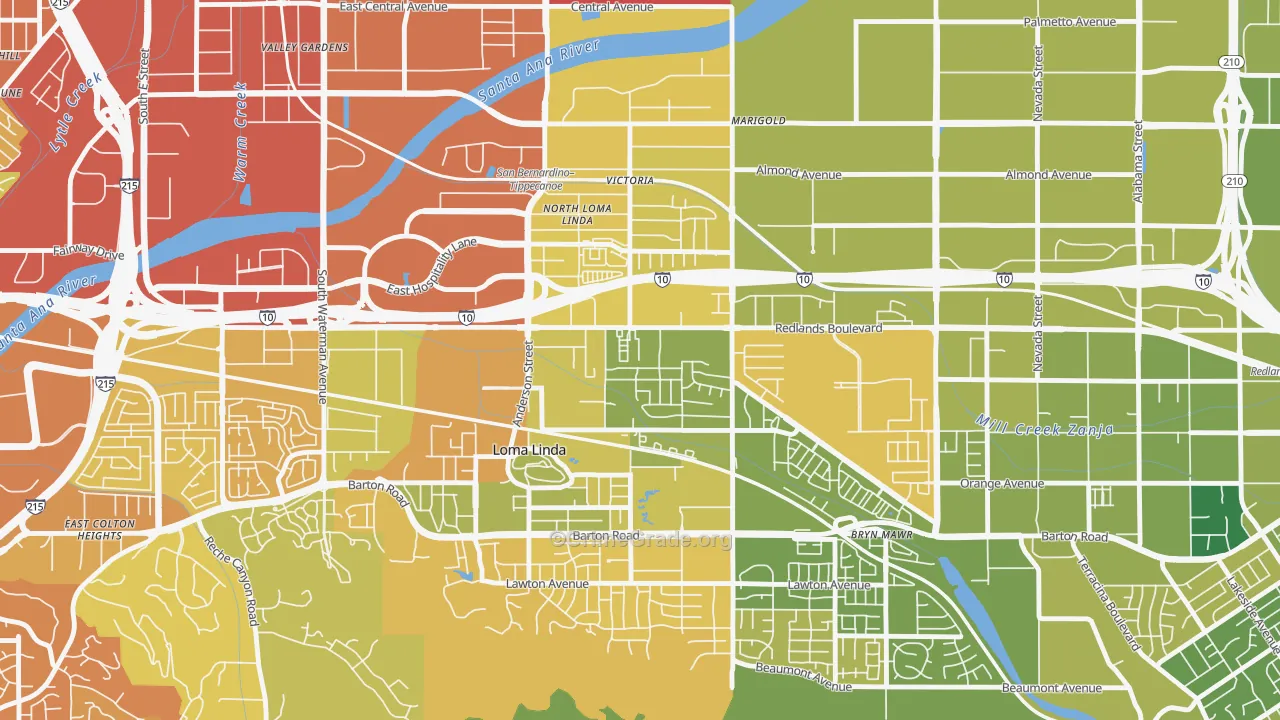 North Central Loma Linda, Loma Linda, CA Map of Murder Rates