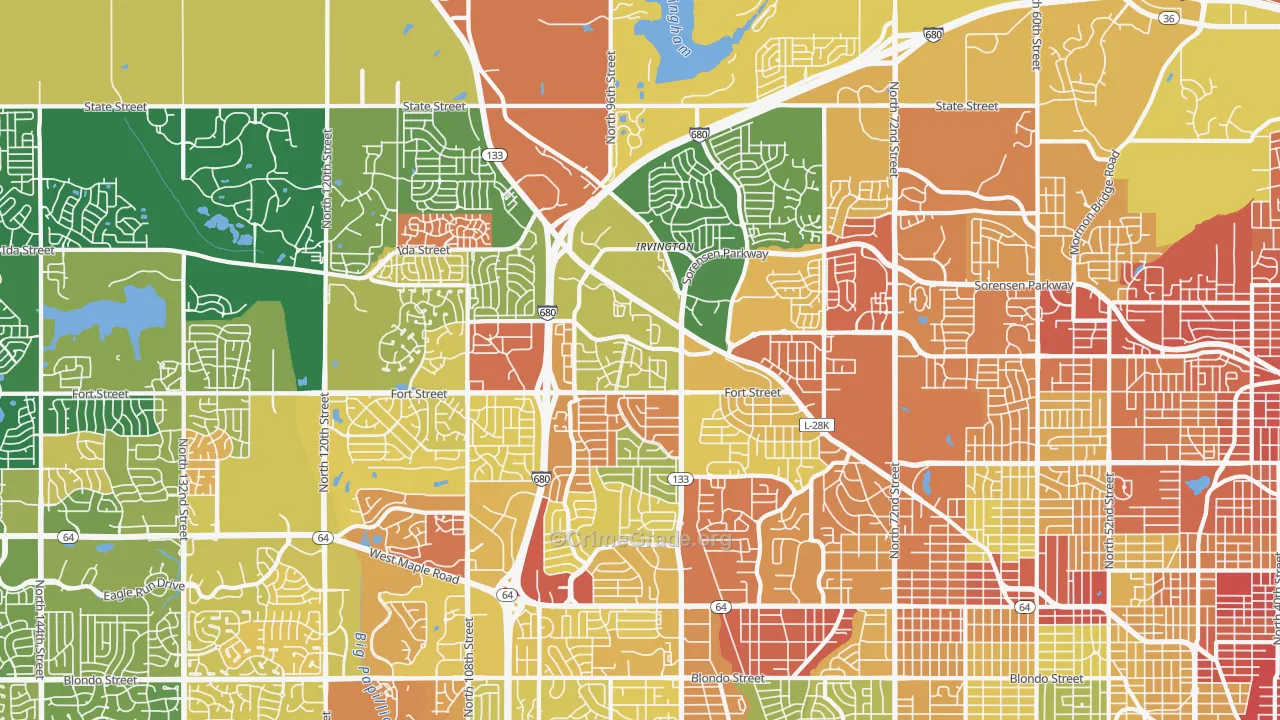 North Central Omaha, Omaha, NE Map of Murder Rates