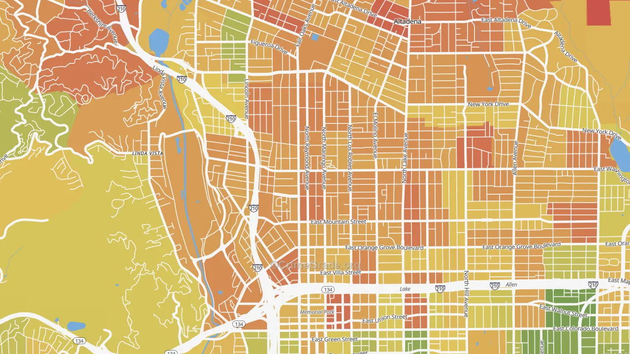 North Central, Pasadena, CA Map of Murder Rates