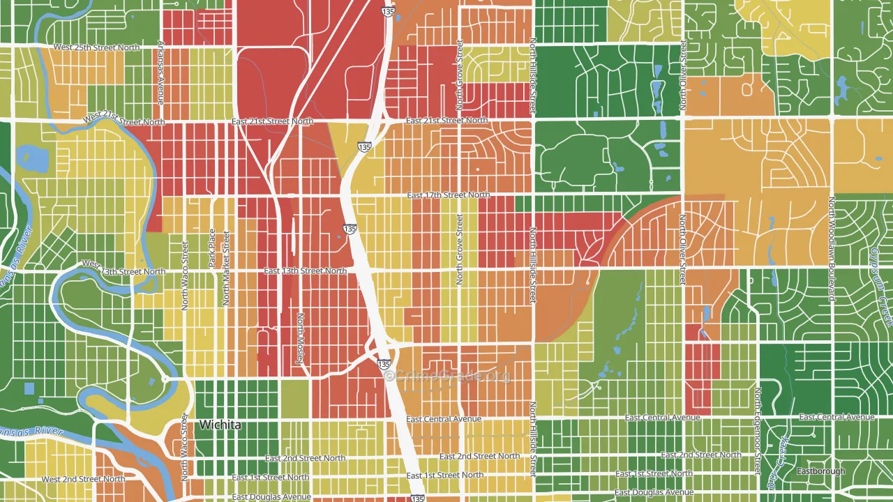 North Central, Wichita, KS Map of Murder Rates