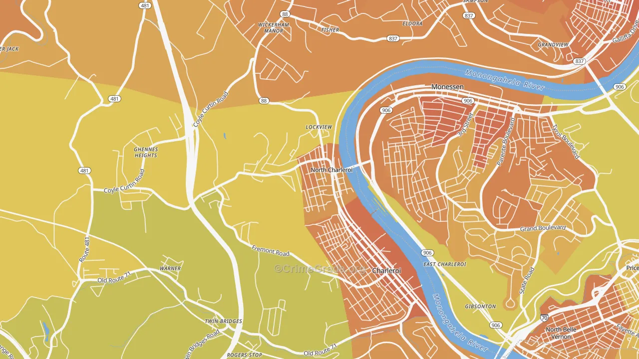 North Charleroi, PA Map of Murder Rates