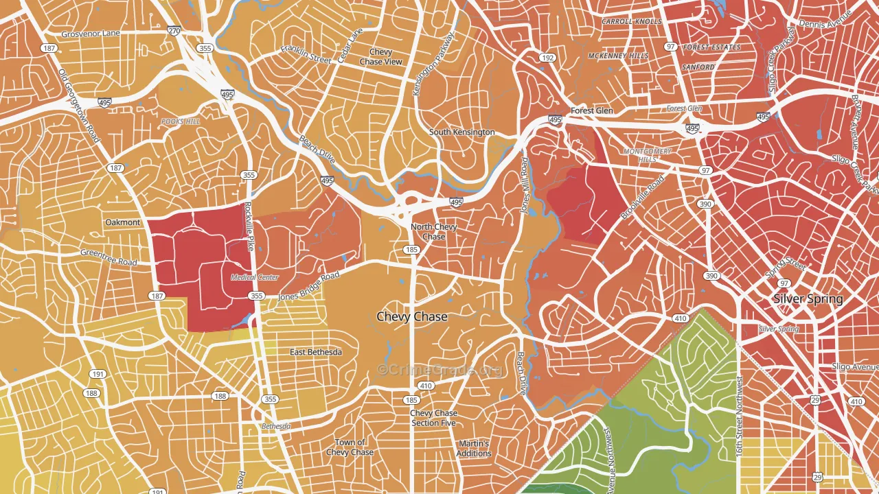 North Chevy Chase, MD Map of Murder Rates