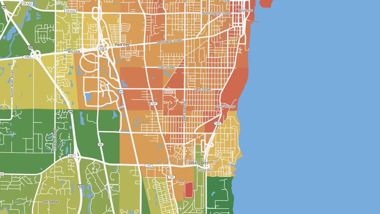 North Chicago, IL Map of Murder Rates