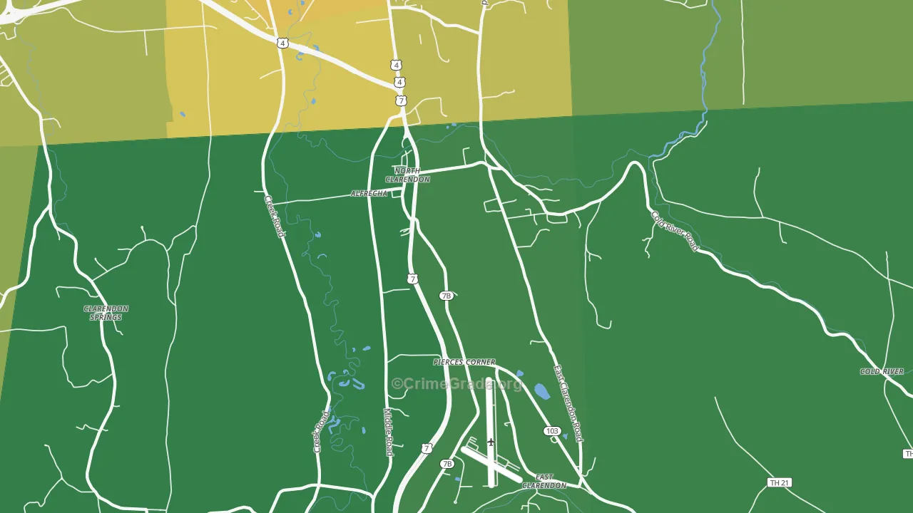 North Clarendon, VT Map of Murder Rates