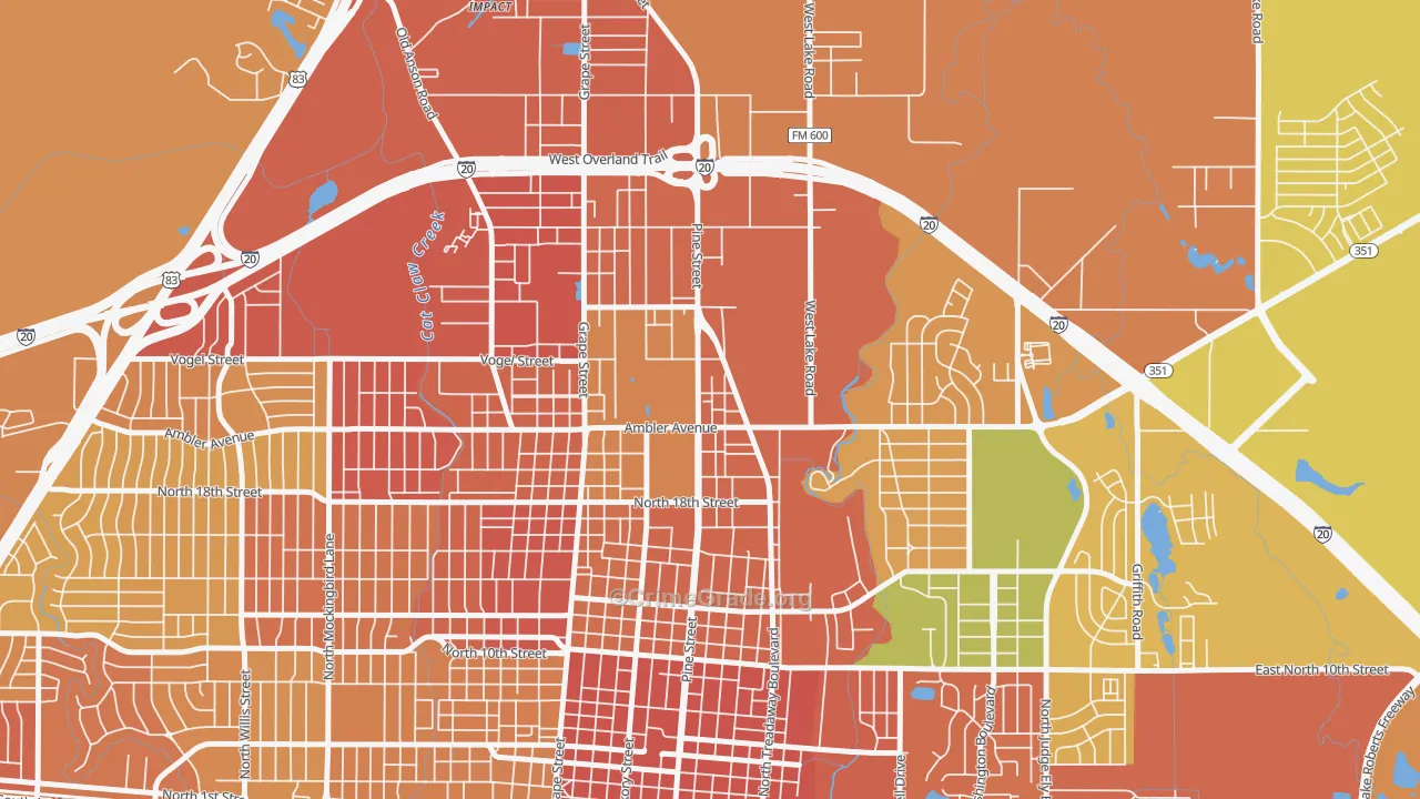 North College, Abilene, TX Map of Murder Rates