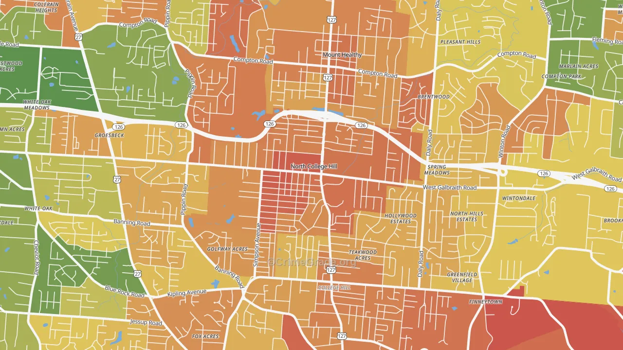North College Hill, OH Map of Murder Rates