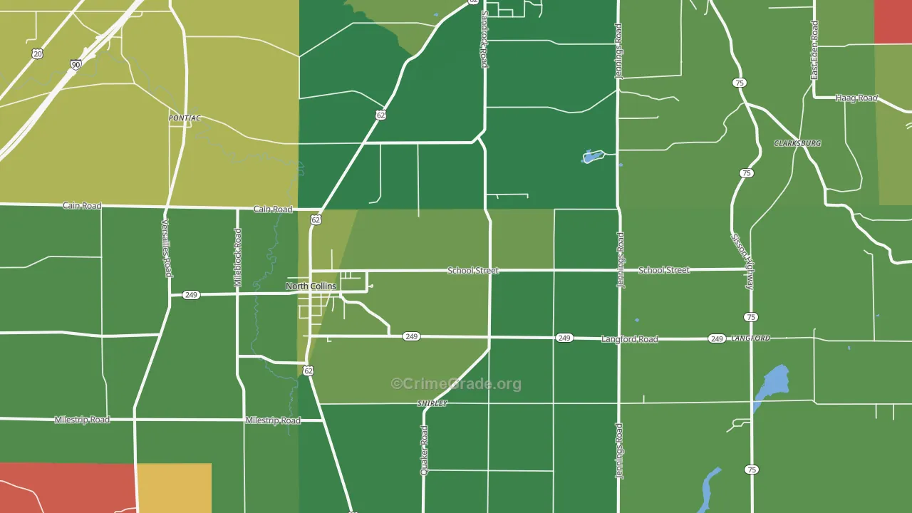 North Collins, NY Map of Murder Rates
