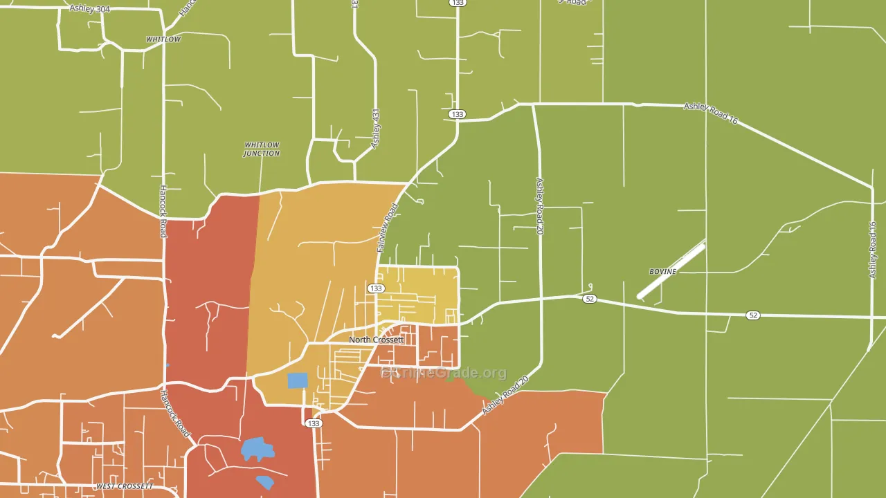 North Crossett, AR Map of Murder Rates