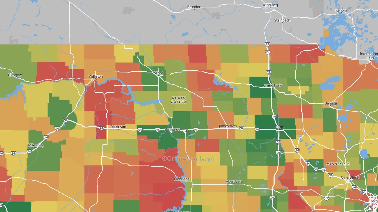 North Dakota Map of Murder Rates