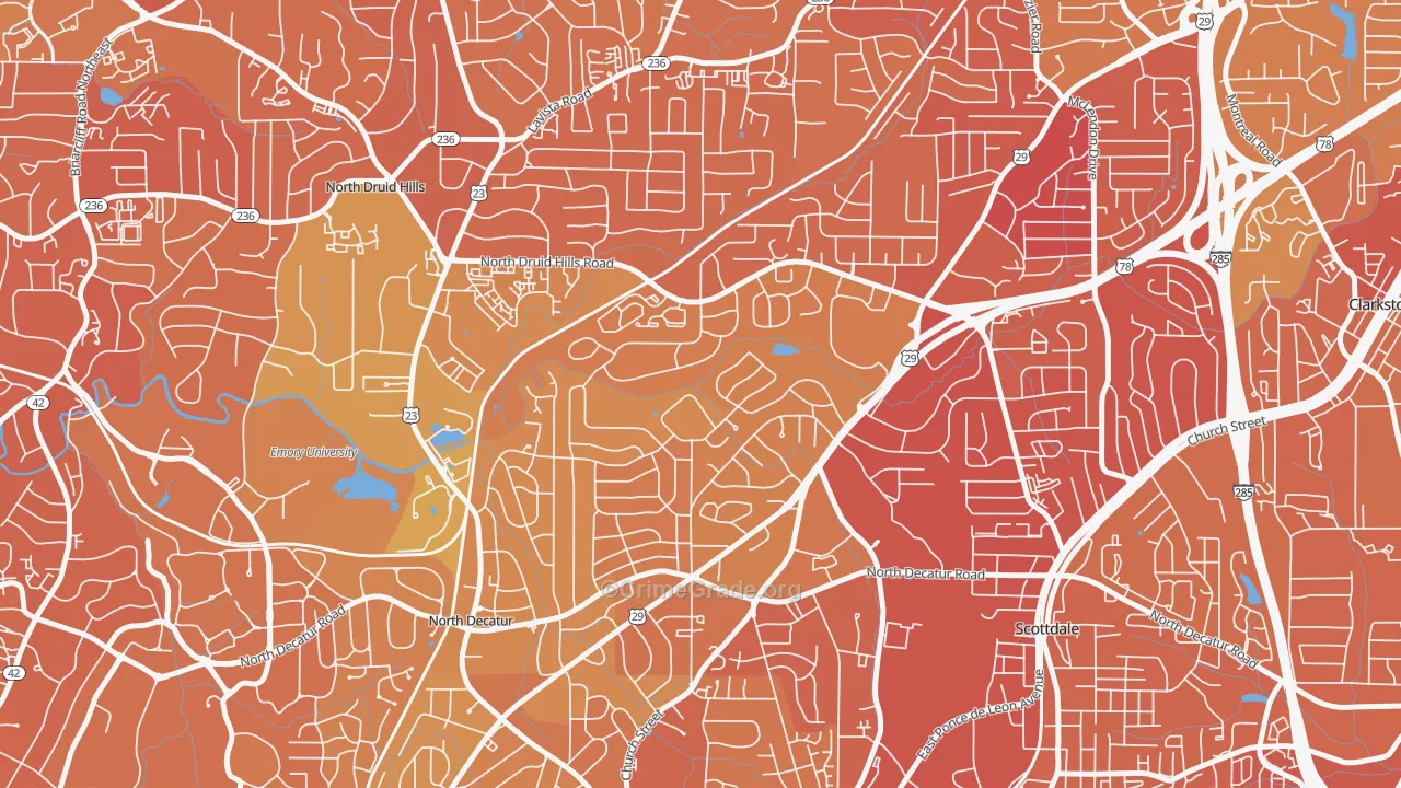 North Decatur, GA Map of Murder Rates