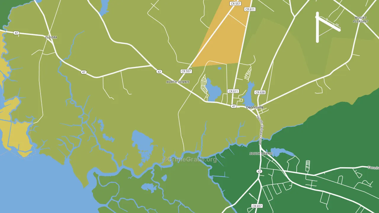 North Dennis, NJ Map of Murder Rates