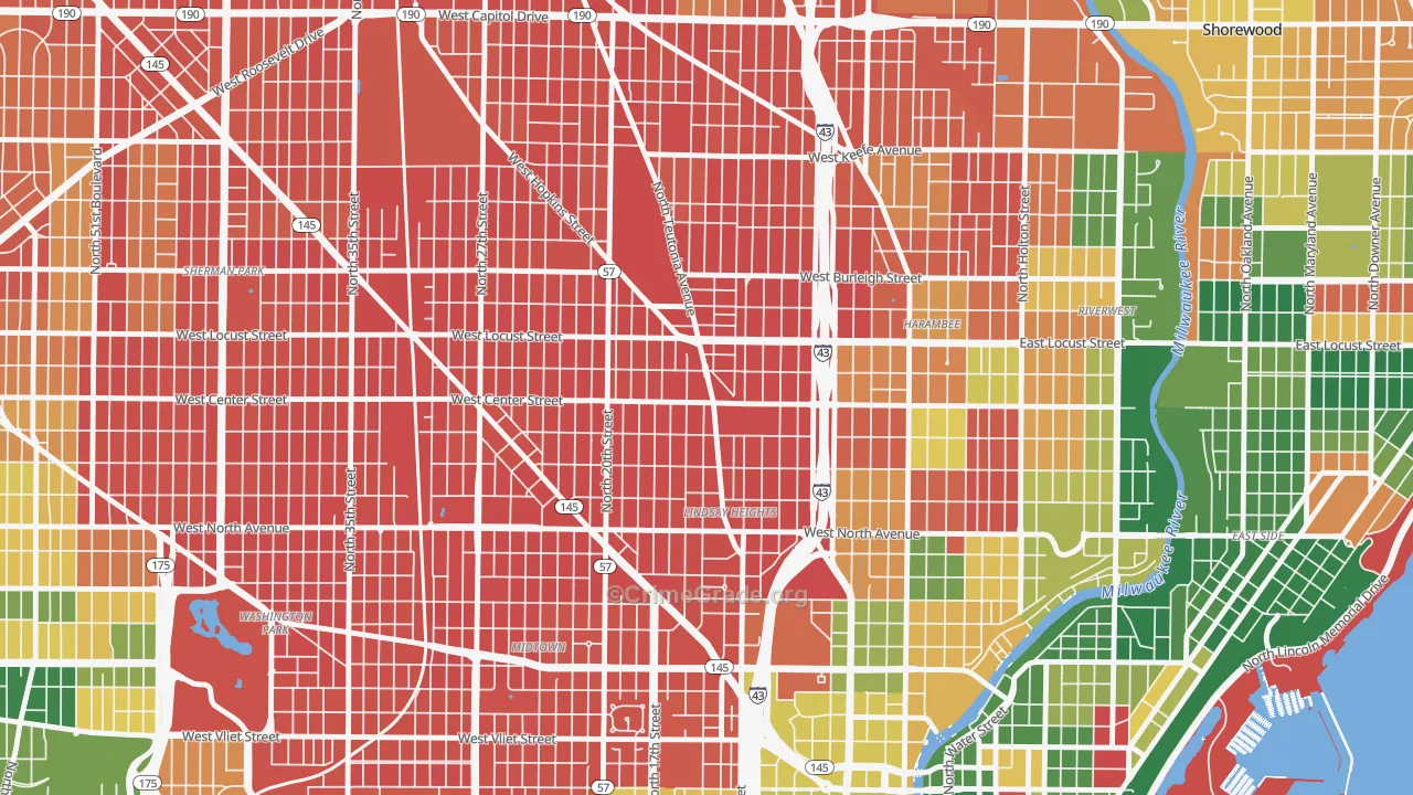 North Division, Milwaukee, WI Map of Murder Rates