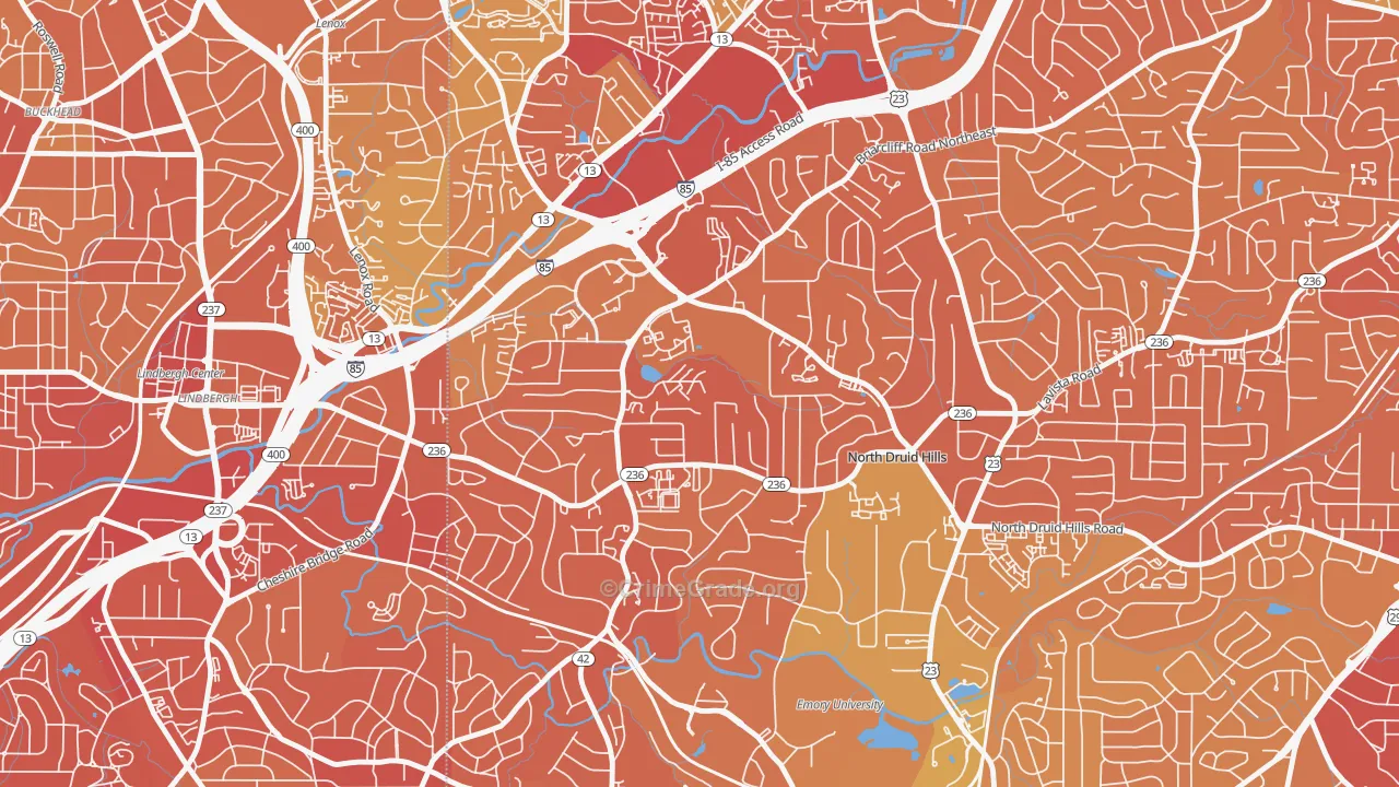 North Druid Hills, GA Map of Murder Rates