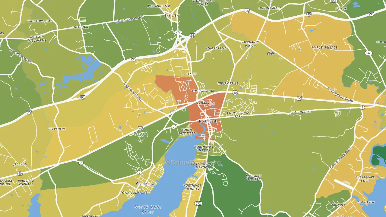 North East, MD Map of Murder Rates
