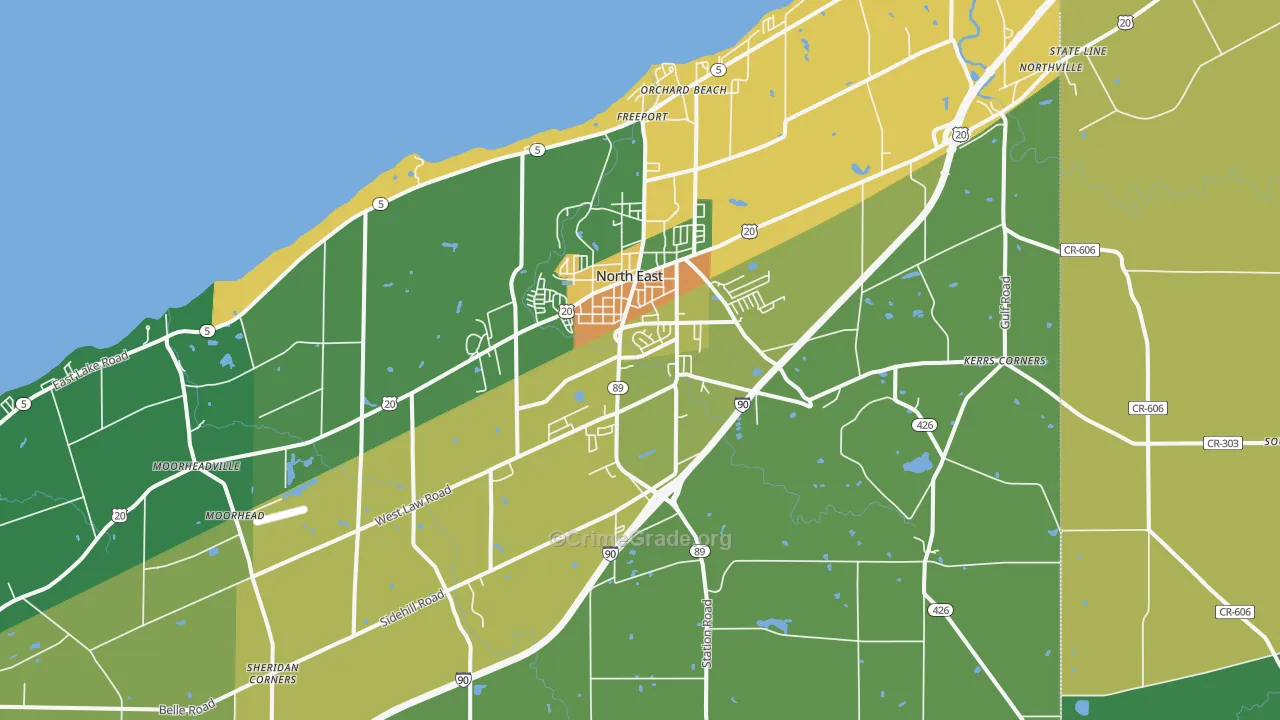 North East, PA Map of Murder Rates