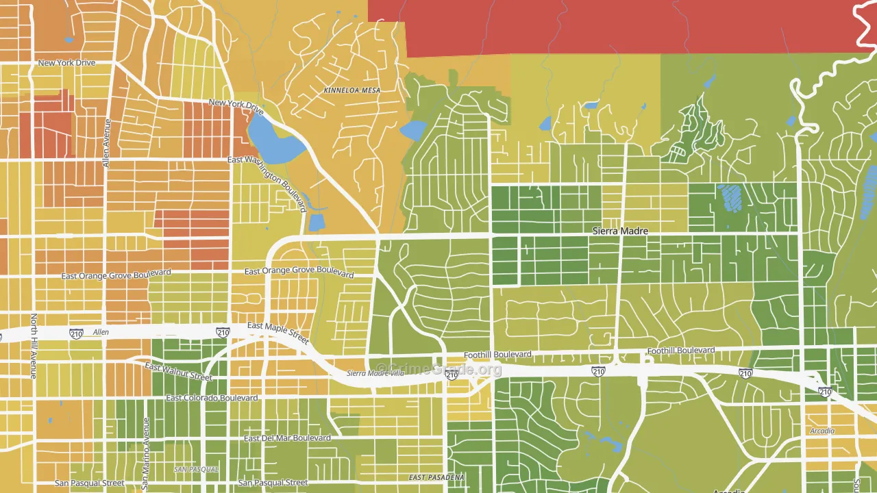 North East, Pasadena, CA Map of Murder Rates