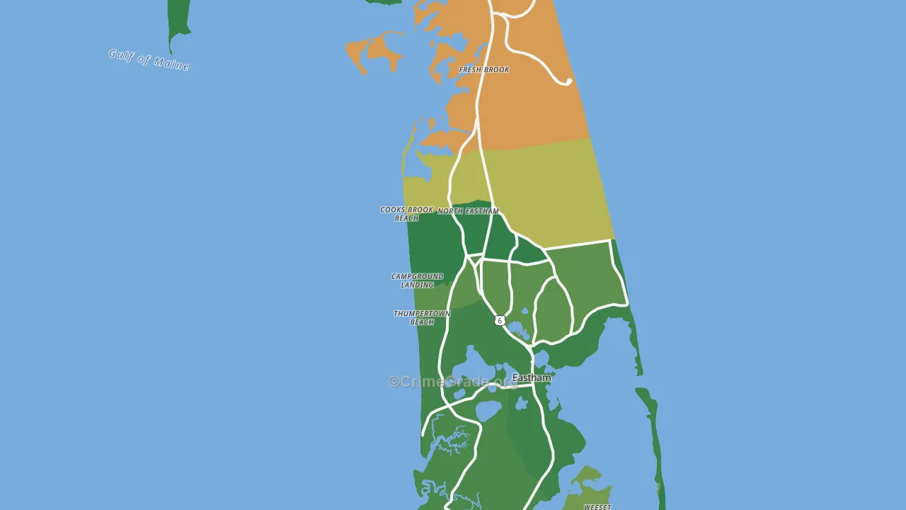 North Eastham, MA Map of Murder Rates