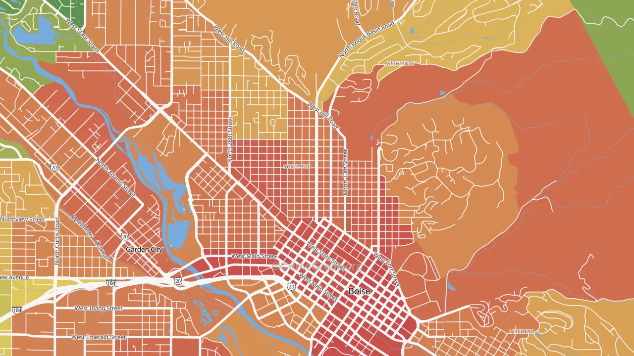 North End, Boise, ID Map of Murder Rates